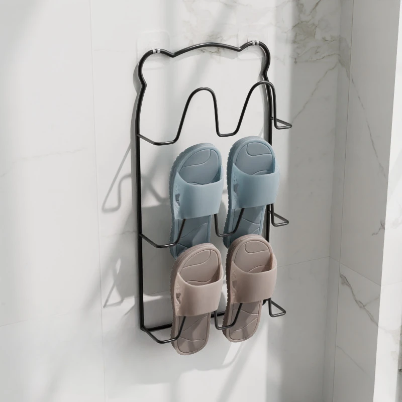 Wall-mounted Punch-free Bathroom Slippers Rack Toilet Drain Rack Home Balcony Shoe Organizer