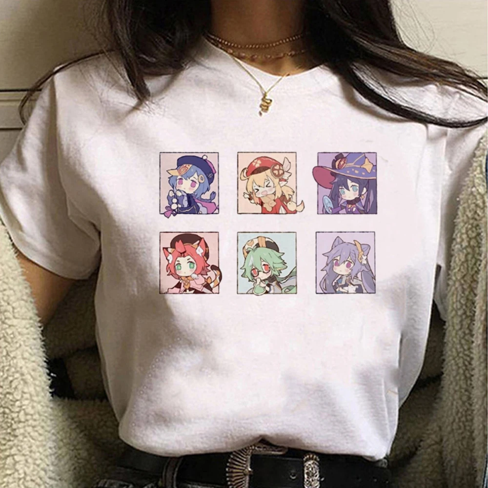 

Genshin Impact t shirt women comic Tee girl Japanese 2000s clothes