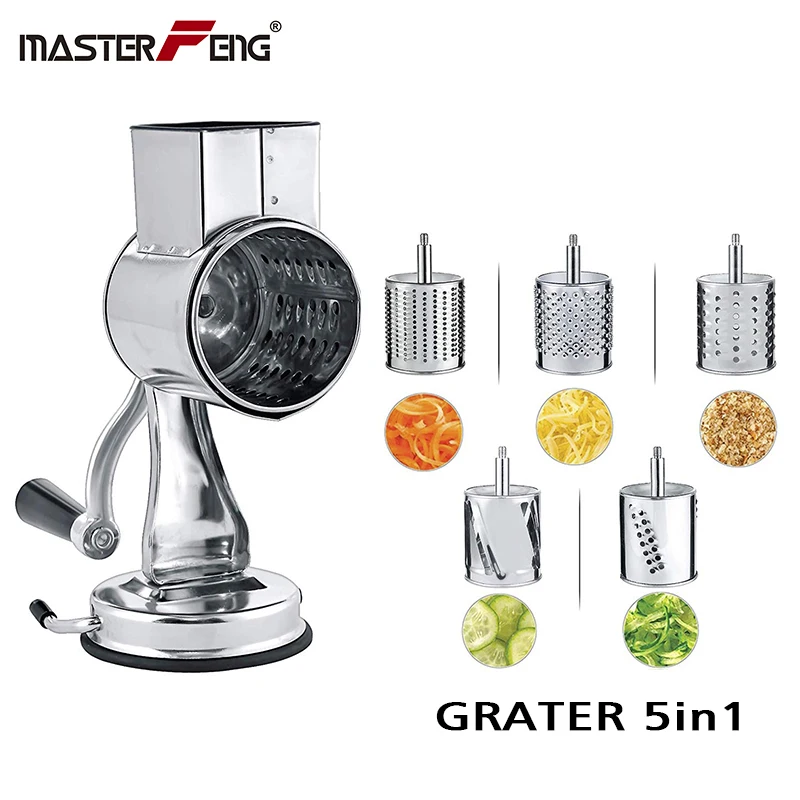 5 in One multi nut grinder with 5 blades for nuts grinding slicing and grating stainless steel