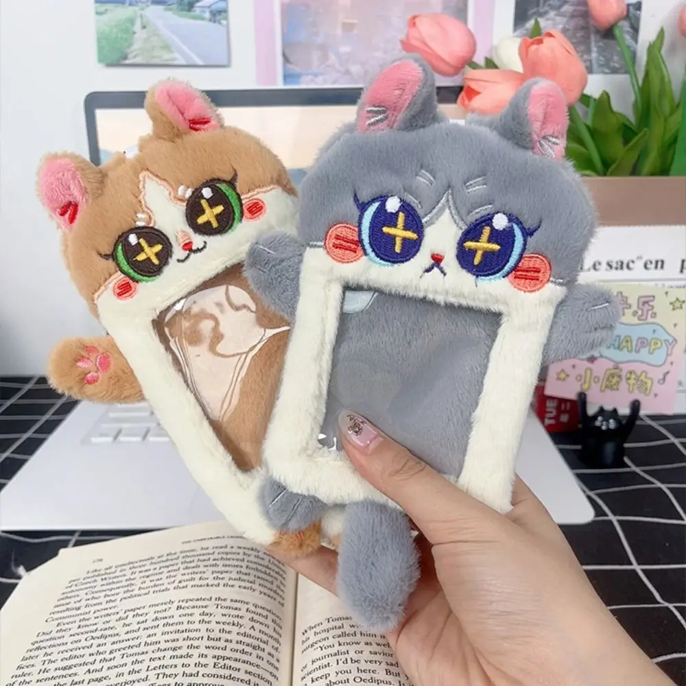 Durable Animal Shape Cartoon Plush Card Holder Soft INS Photo Protector Case Sweet Cat ID Credit Case Girl