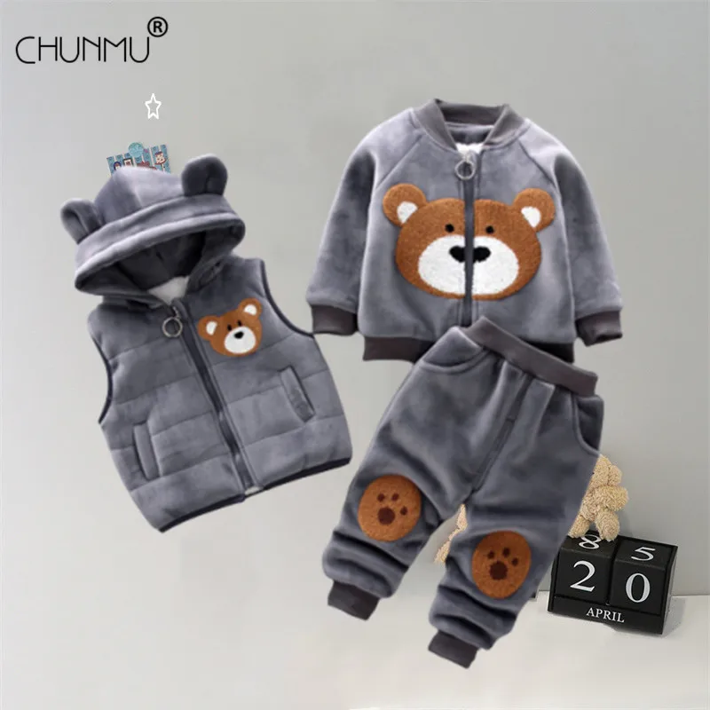 3pcs Kids Baby Boy Summer Suit Sleeve White+Gray Tops+Denim Pants Casual Clothes 