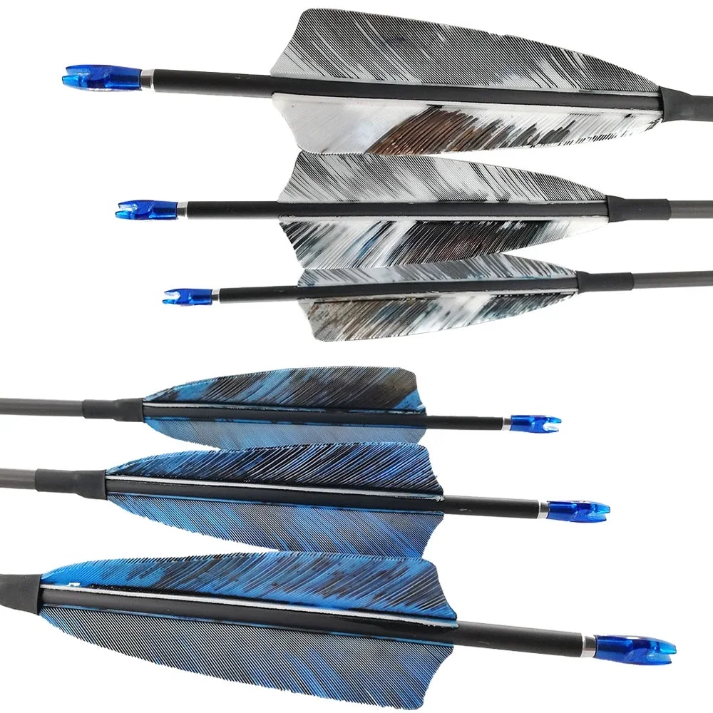 

12PCS Archery Carbon Arrows Spine 400-1000 ID4.2 Shafts Turkey Feather Compound Recurve Bow Longbow Hunting