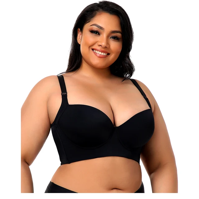 Plus Size Push Up Bras Women Deep Cup Bra Hide Back Fat Underwear