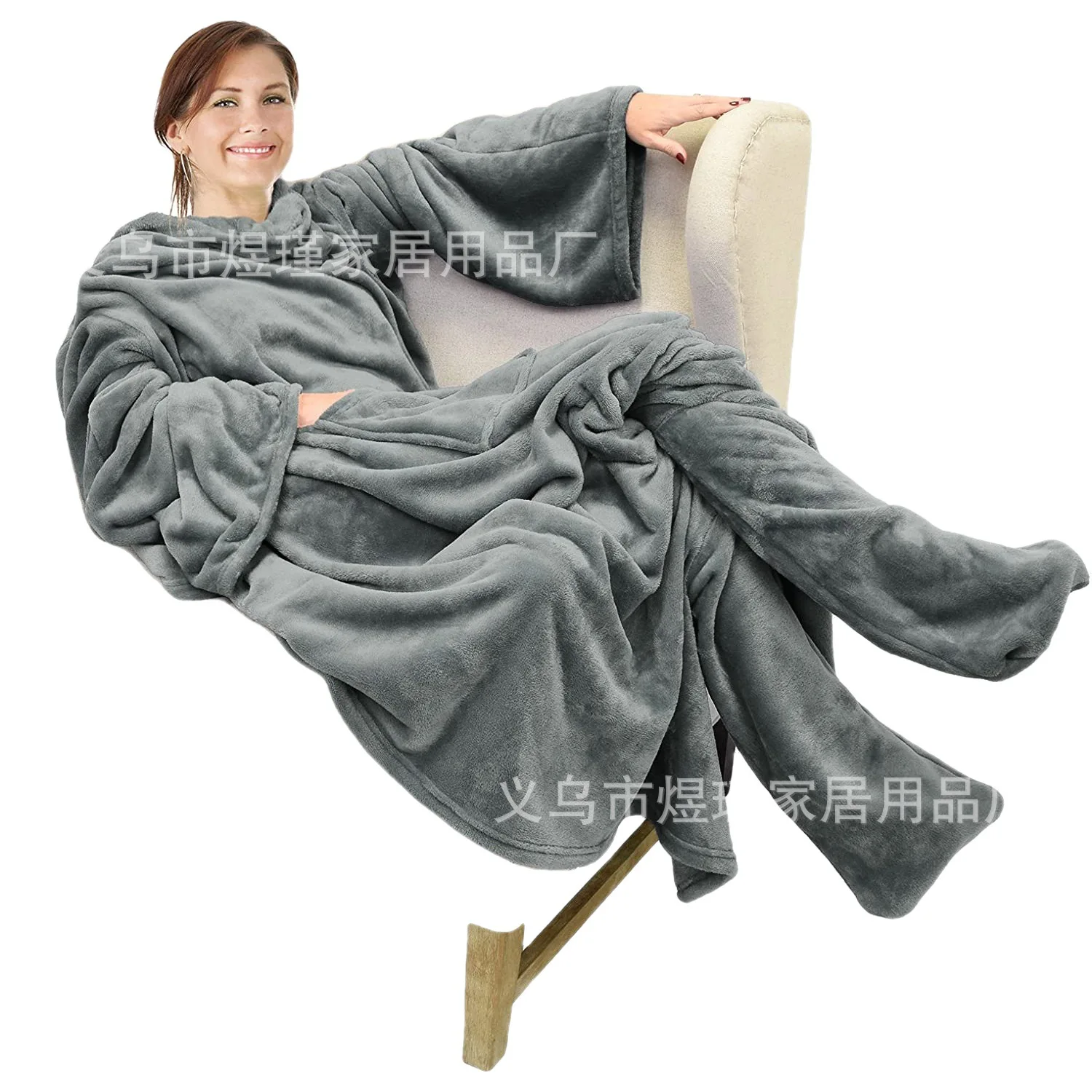 

Lazy Air Conditioning Blankets Sofa With Cuffs Pockets Shawls Nap Covers Blankets