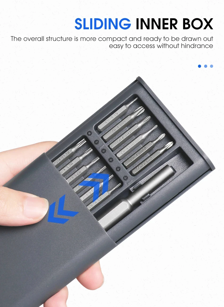25-in-1-Präzisions-Schraubendreher-Set, Mini-Magnet, mit 24-teiligen Torx-Schraubendreher-Bits, kleines Reparatur-Handwerkzeug-Set für iPhone/PC/Came – Detail 6