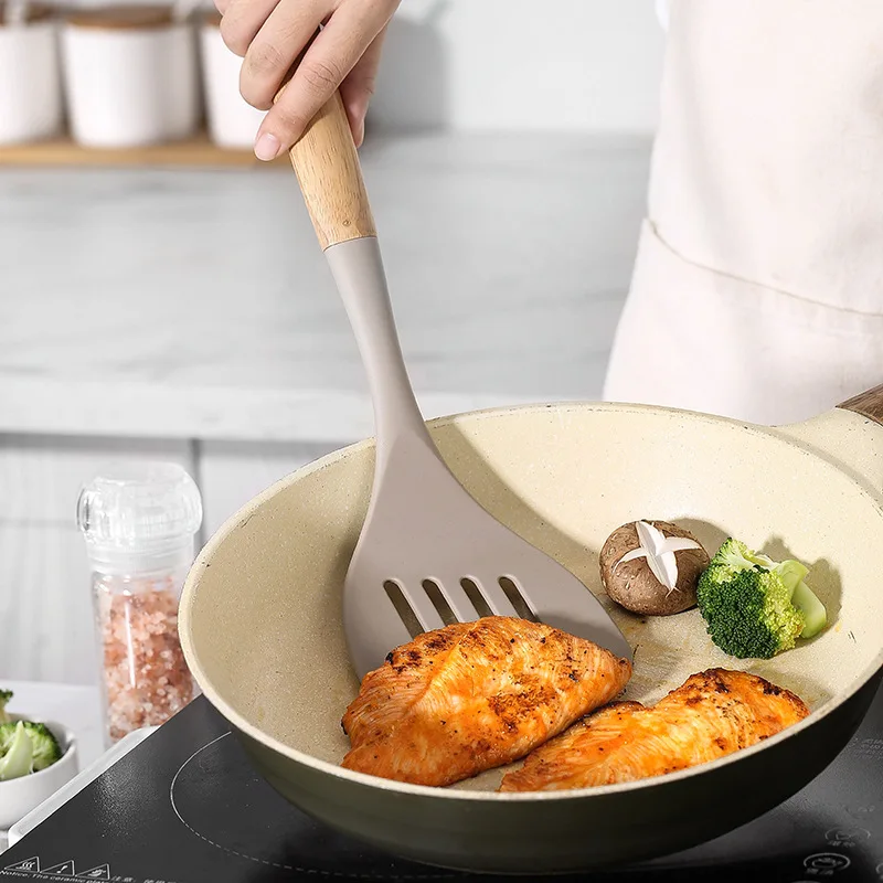 4-pc Silicone Kitchen Utensils Set with Wooden Handle, kitchen utensils set