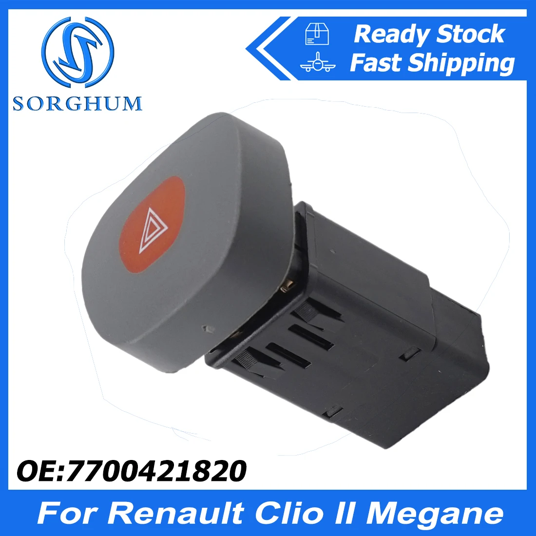 

SORGHUM Red Hazard Warning Dash Light Indicator Switch Relay Button for Renault Clio II MK2 Symbol Thalia 7700421820 8-Pins