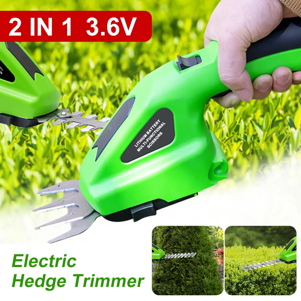 

2 In 1 Electric Hedge Trimmer 3.6V Cordless Hedge Cutter Portable One-handed Grass Trimmer Garden Weeding Shear Pruning Mower