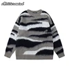 Men's Sweaters Tie-dye Striped Loose Pullovers Simple Daily Autumn O-neck Couple Unixes Clothing Hip Hop Streetwear 1