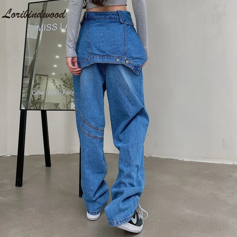 fashion clothing The new spring 2022 ins popular logo micro flared jeans female long straight strap cultivate one's morality pants in the summer topshop jeans