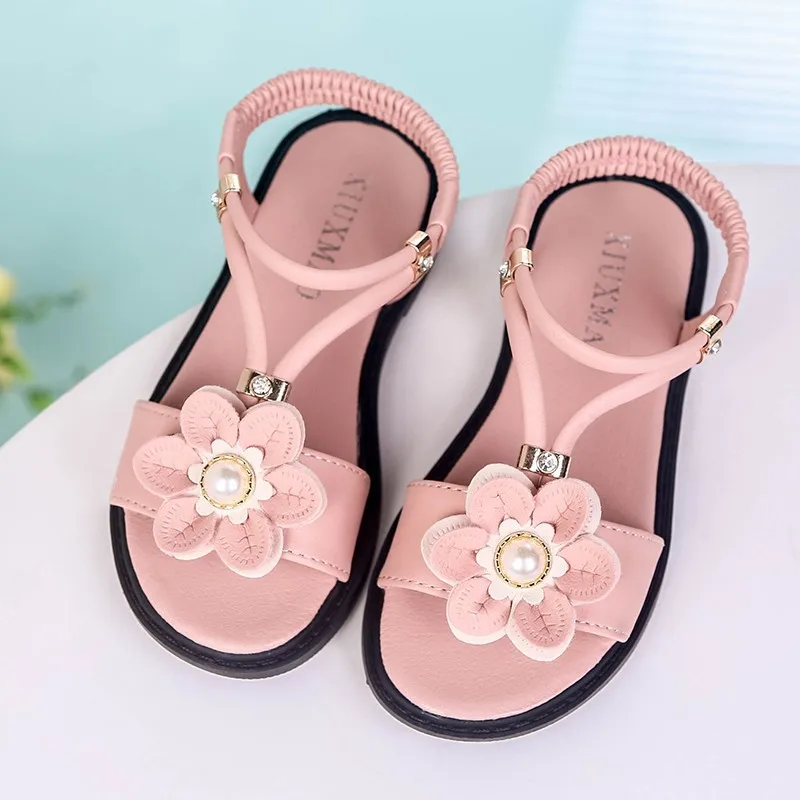 Princess Girls Sandals Soft Children's Beach Shoes Kids Flowers Summer Sandals Fashion 26-36