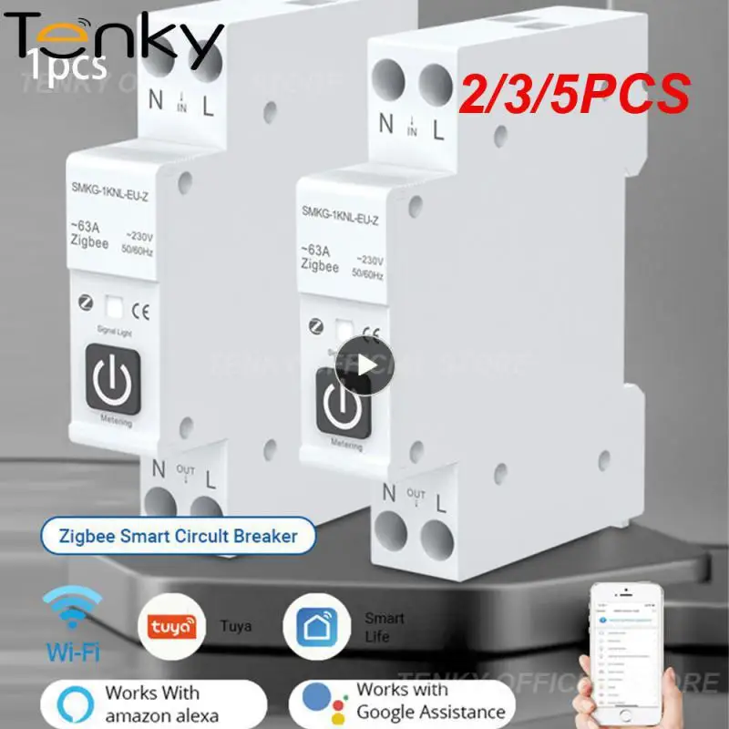 

2/3/5PCS Home Automation With Metering Smart Circuit Breaker Tuya Remote Control Switch Alexa Home 1p 63a Din Rail