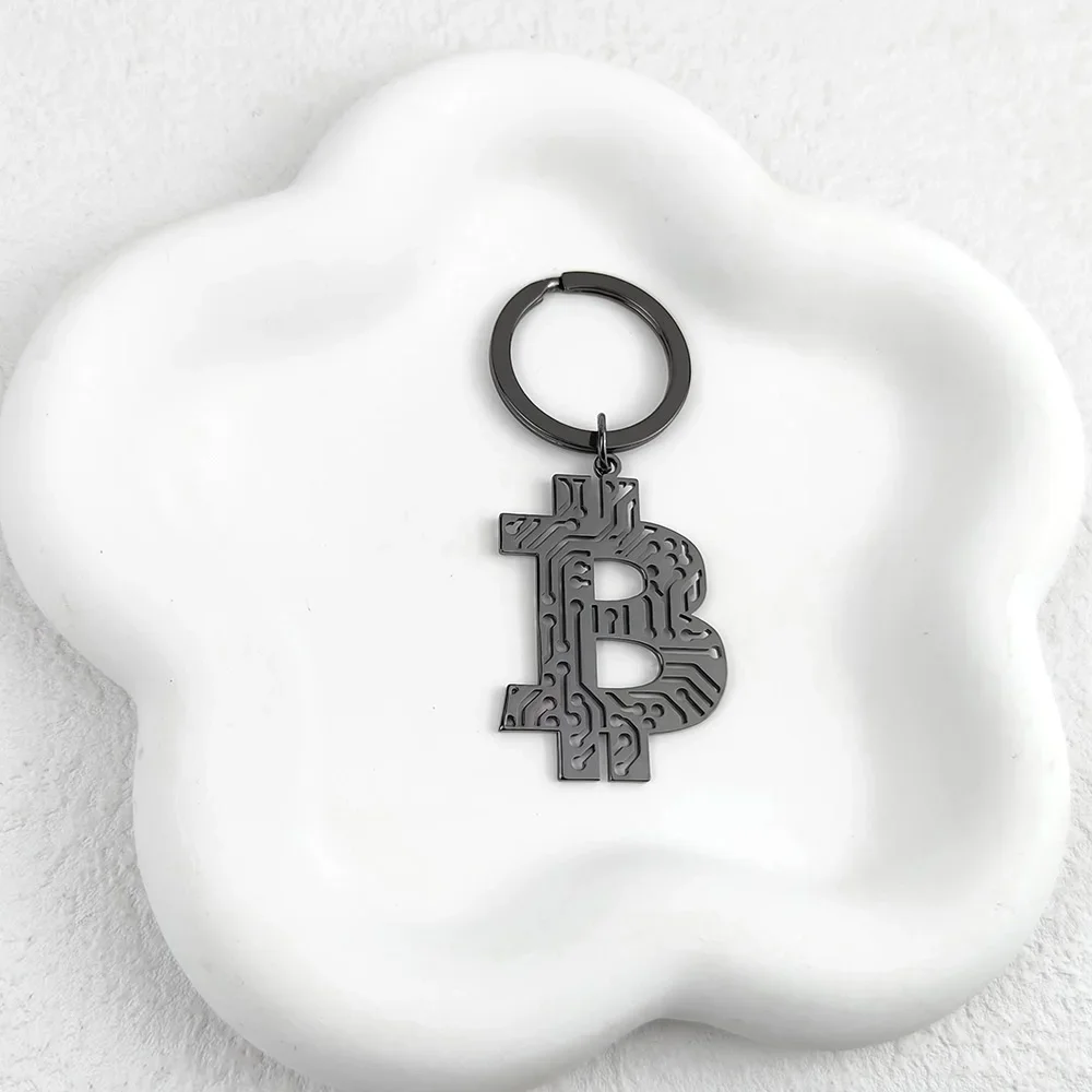 Elegant Dual-Tone Bitcoin Keychain Pendant - Premium Jewelry Collection Gift