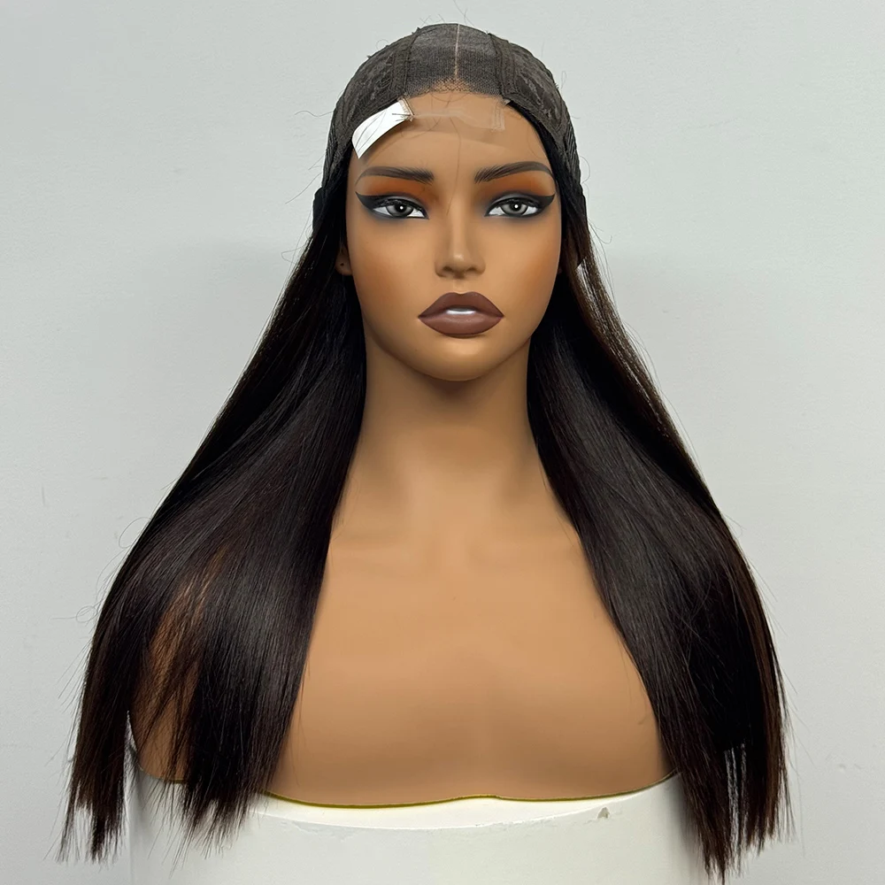 330% Density 2x6 Transparent Lace Closure Double Drawn Bone Straight Vietnamese Hair Straight Human Hair Wig Lace Front Wig 20in
