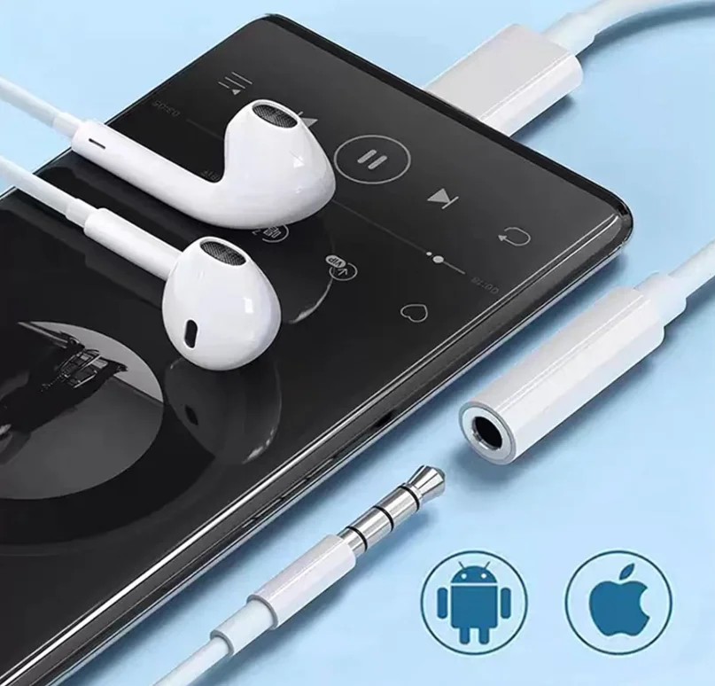USB C-3.5mm 오디오 어댑터, USB C-헤드폰 잭 어댑터, Type C Aux 오디오 동글 케이블 코드 호환 가능. USB A to C 어댑터 포함