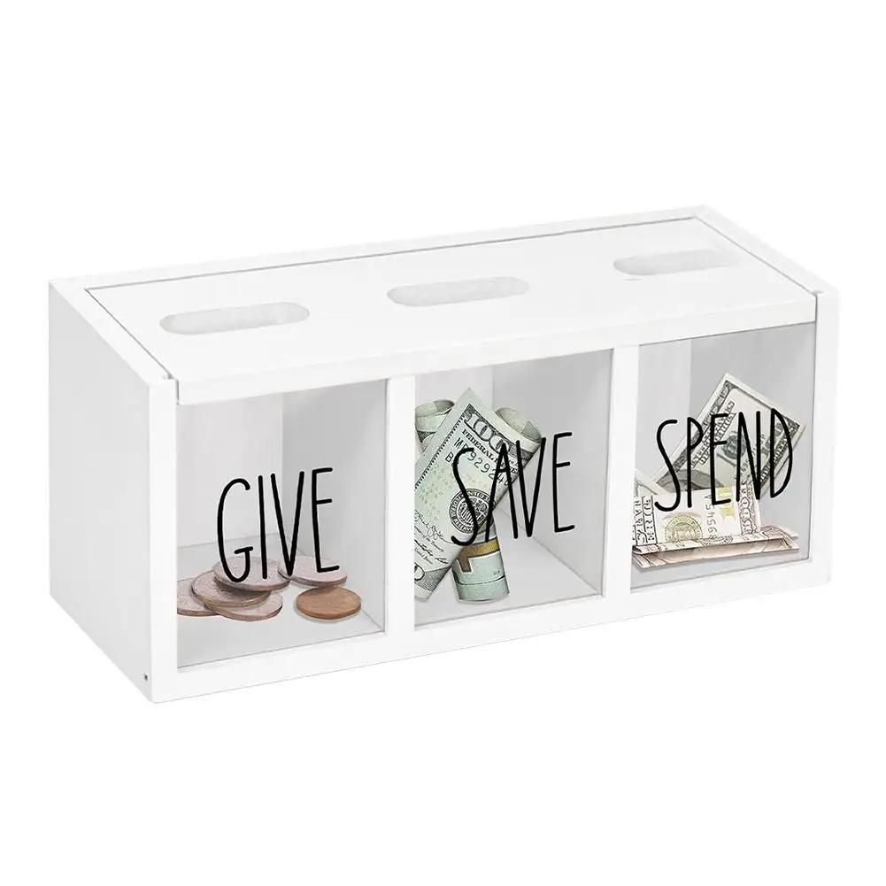 Wooden Personalized Children's Savings Box Give Save Money Box Daily Spend Family Storage Money Box Bank Saving Kid Cash Pi Q2R0 5