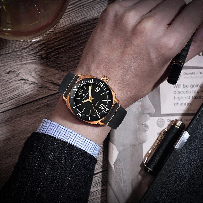 Aquatrident New Men's Bronze Mechanical Watch 200M Waterproof Movement NH35 SapphireCrystal Swiss Luminous mensautomatic watches 5