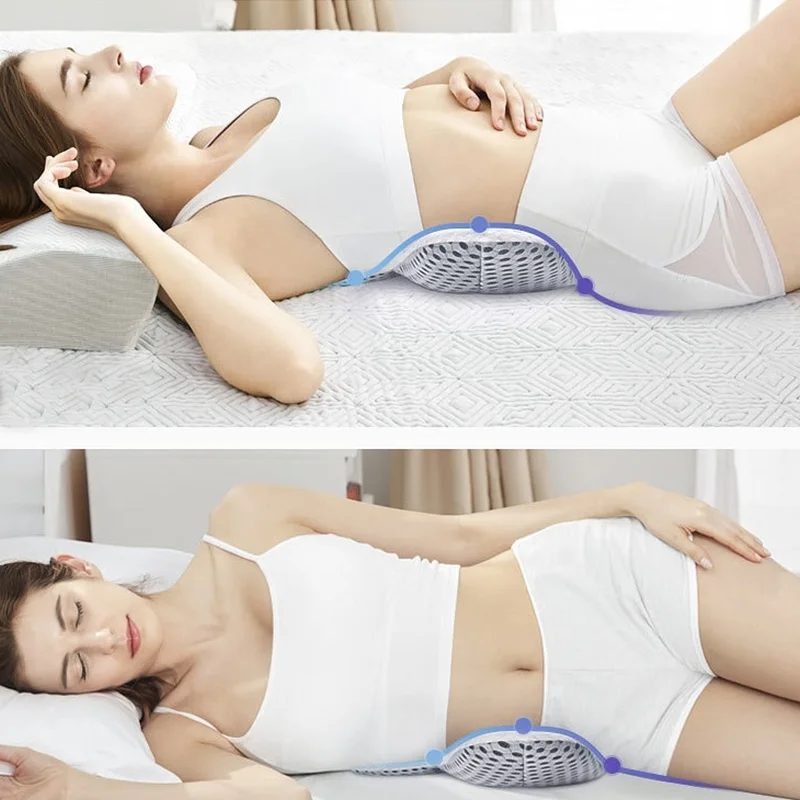 Lumbar Pillow for Sleeping, Adjustable Height 3D Lower Back