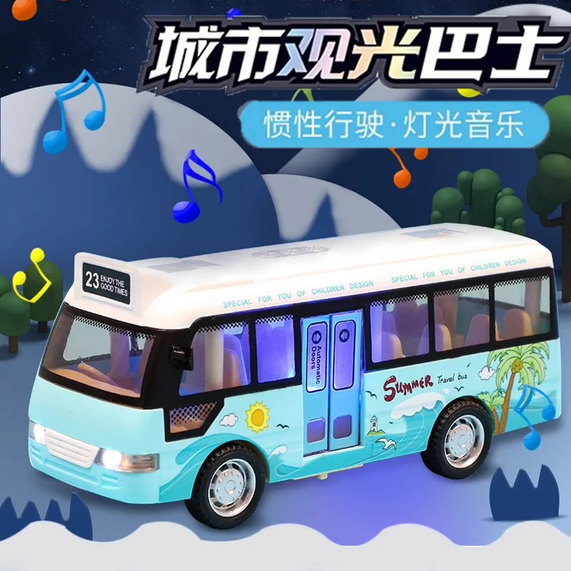 School Bus Toys Cars Die Cast Plastic City Bus With Sound And Light Up Friction Powered Play Toys Gift For Kids school bus toy