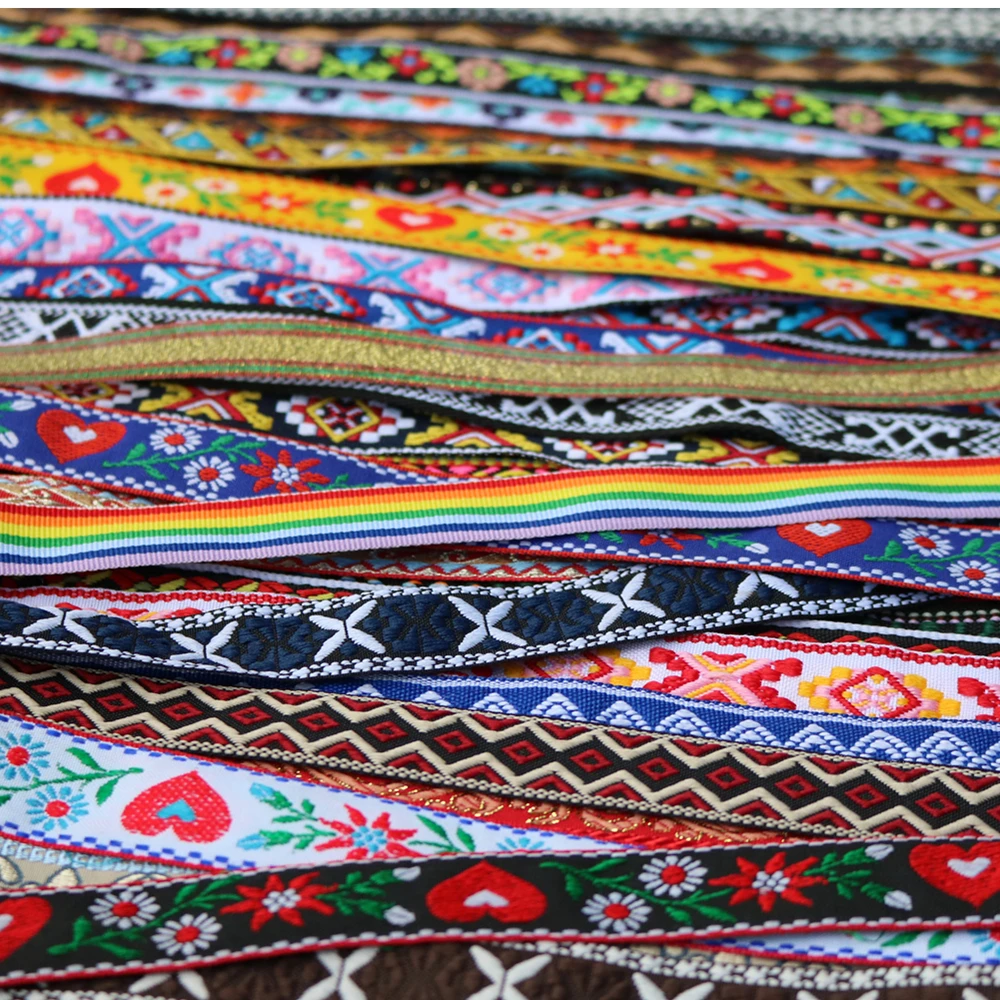 Lace Trim Ribbon 5 Yards 16~25MM 5/8 1 Inch Vintage Ethnic Embroidery Boho DIY Clothe Bag Accessories Embroidered Hundred Styles