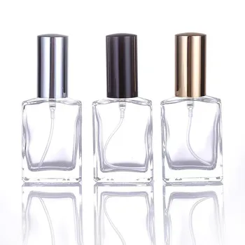 Wholesale 100PCS 15ml Refillable Empty Perfume Spray Bottle | Portable Square Transparent Glass Fine Mist Bottle 1