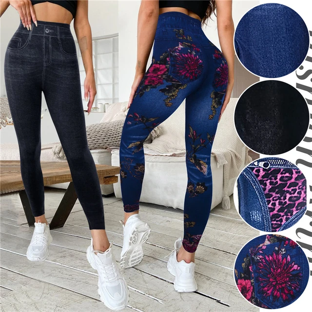 2023 Korean Fashion Retro Butterfly Print Elastic Yoga Pant Jeans Women  Tight Summer Thin Leggings Female Clothing Trousers - AliExpress