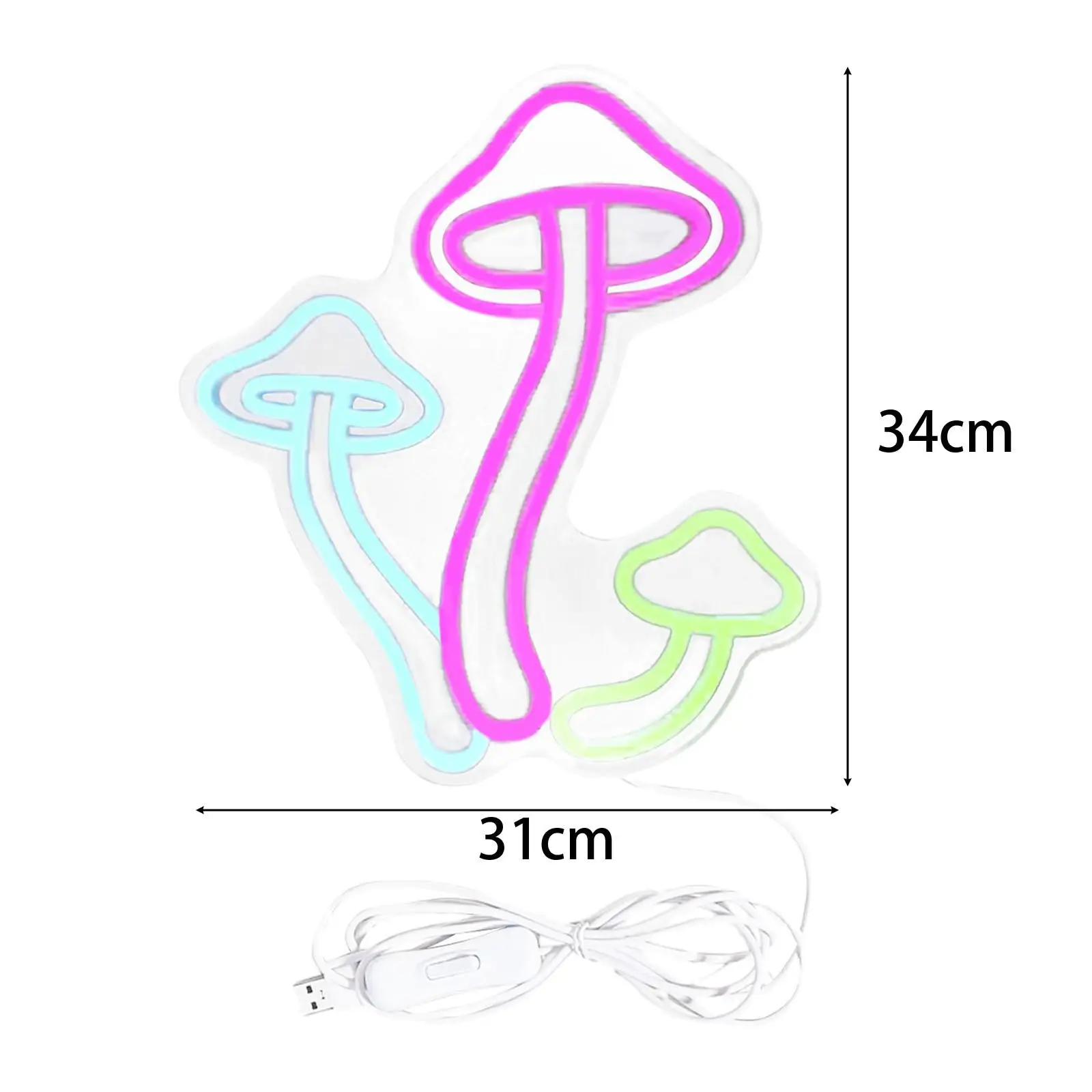 LED Mushroom Neon Sign Colorful Wall Decor for Restaurants Kids Room Bars