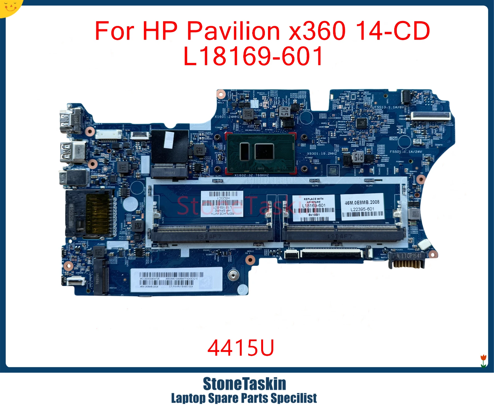StoneTaskin Original L18169-601 For HP Pavilion x360 14-CD Laptop Motherboard 17879-1A Pentium 4415U 100% Tested Mainboard MB