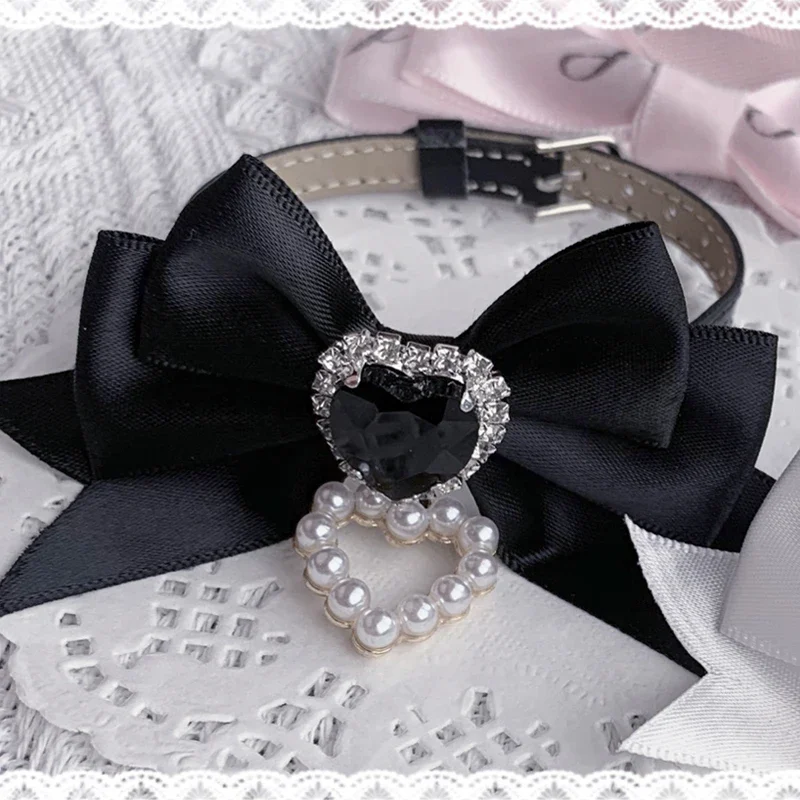 Oversized Bow Heart-shaped Diamond Bracelet Cute Handmade Leather Strap Mine Charm Bracelet Set Fashion Jewelry For Girls Women