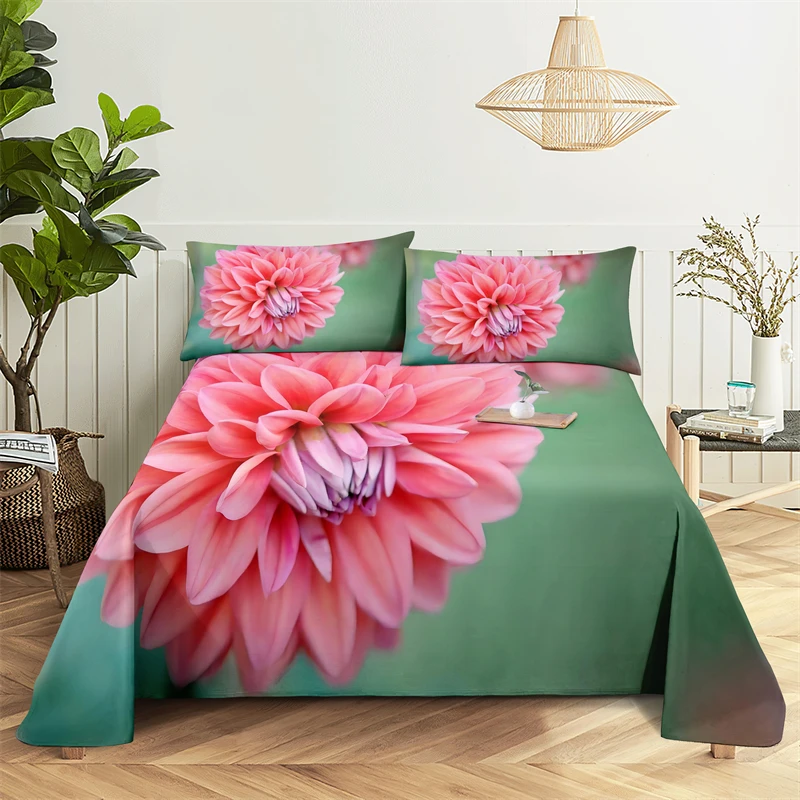 

Pink Flowers Queen Sheet Set Kid's Girl Room Flower Bedding Set Bed Sheets and Pillowcases Bedding Flat Sheet Bed Sheet Set