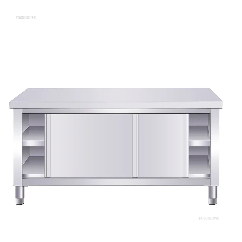 Stainless Steel Kitchen Cabinet Workbench Commercial Operating Table for Hotel Home Cupboard with Sliding Door Kitchen Furniture 2