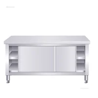 Stainless Steel Kitchen Cabinet Workbench Commercial Operating Table for Hotel Home Cupboard with Sliding Door Kitchen Furniture 2