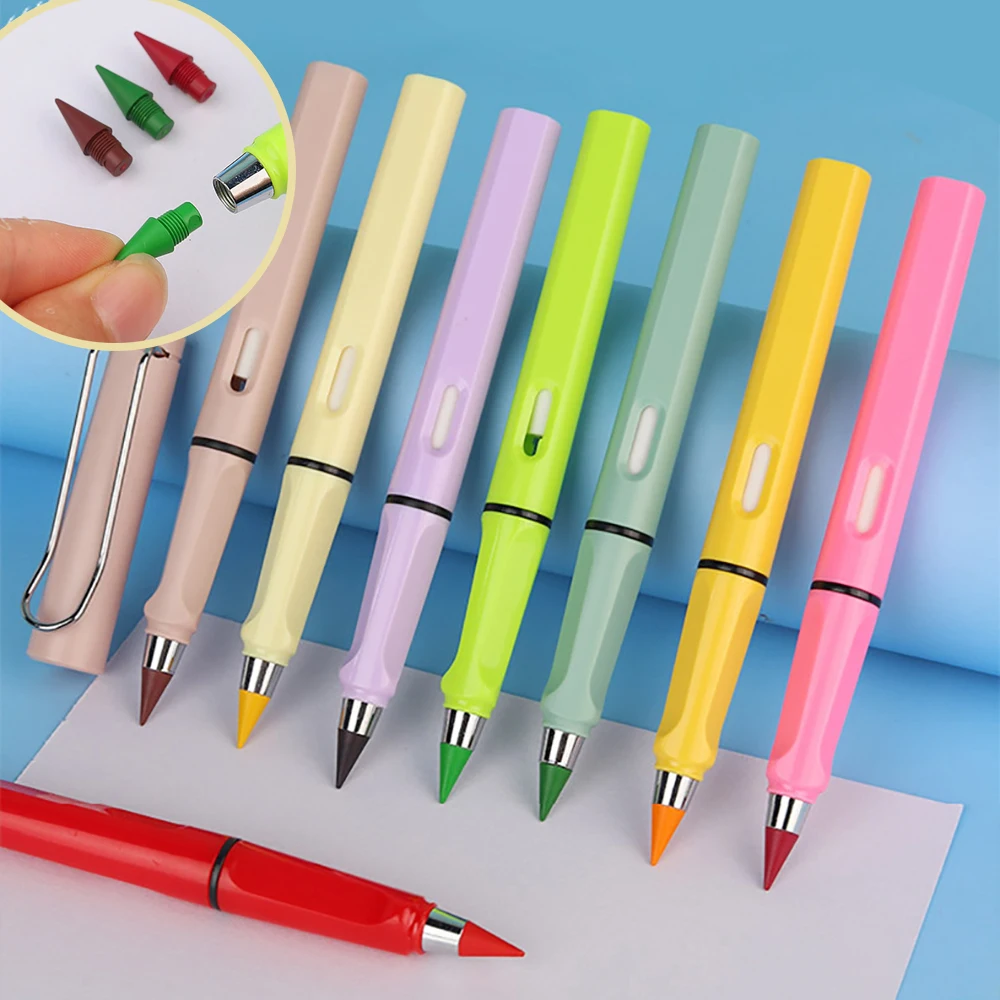 

12 Colors Art Painting Pencils Unlimited Writing Eternal Pencil Erasable Colorful Pen No Ink Pen Kids Kawaii Stationery