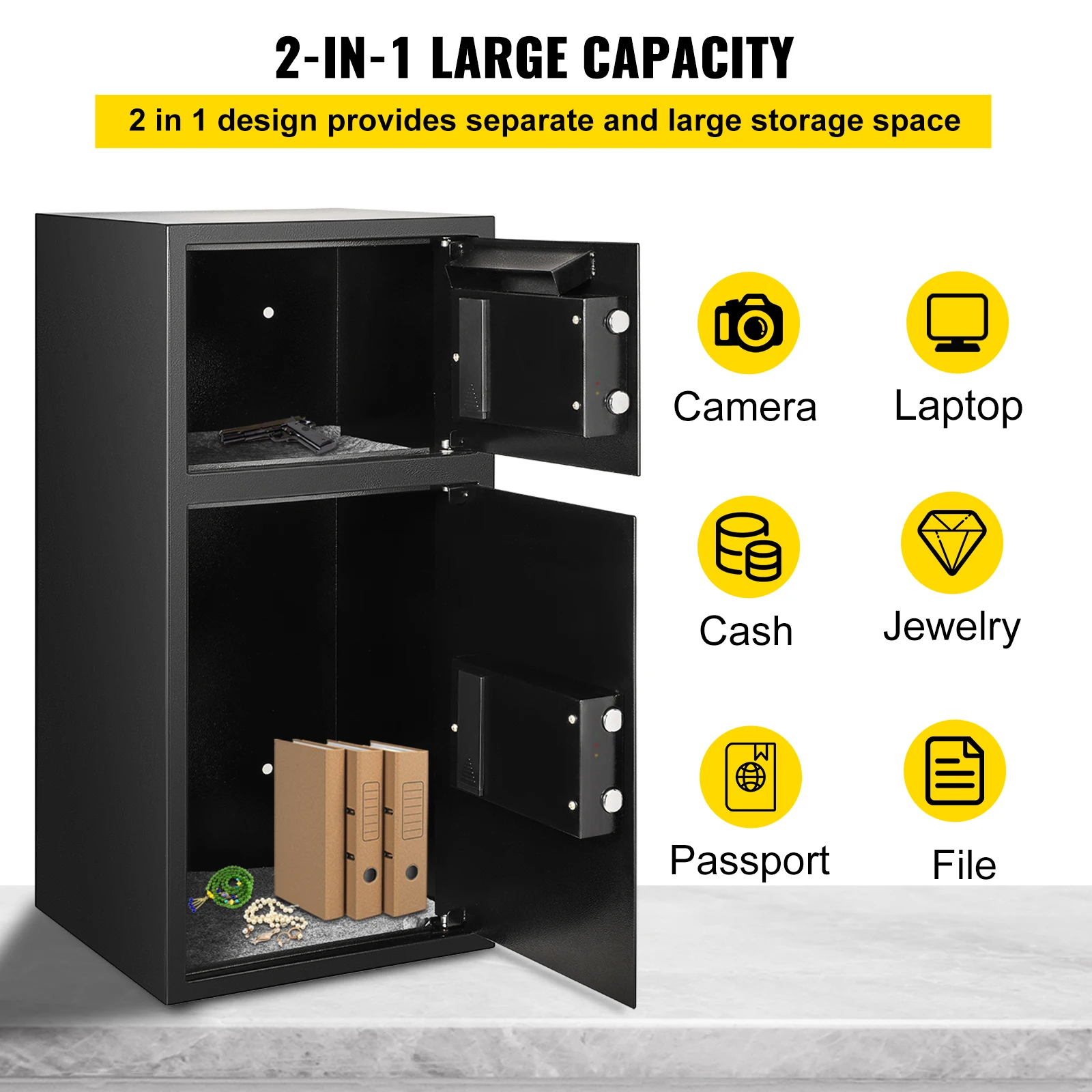 Steel Double Door Electronic Lock Safe Box for Office Home