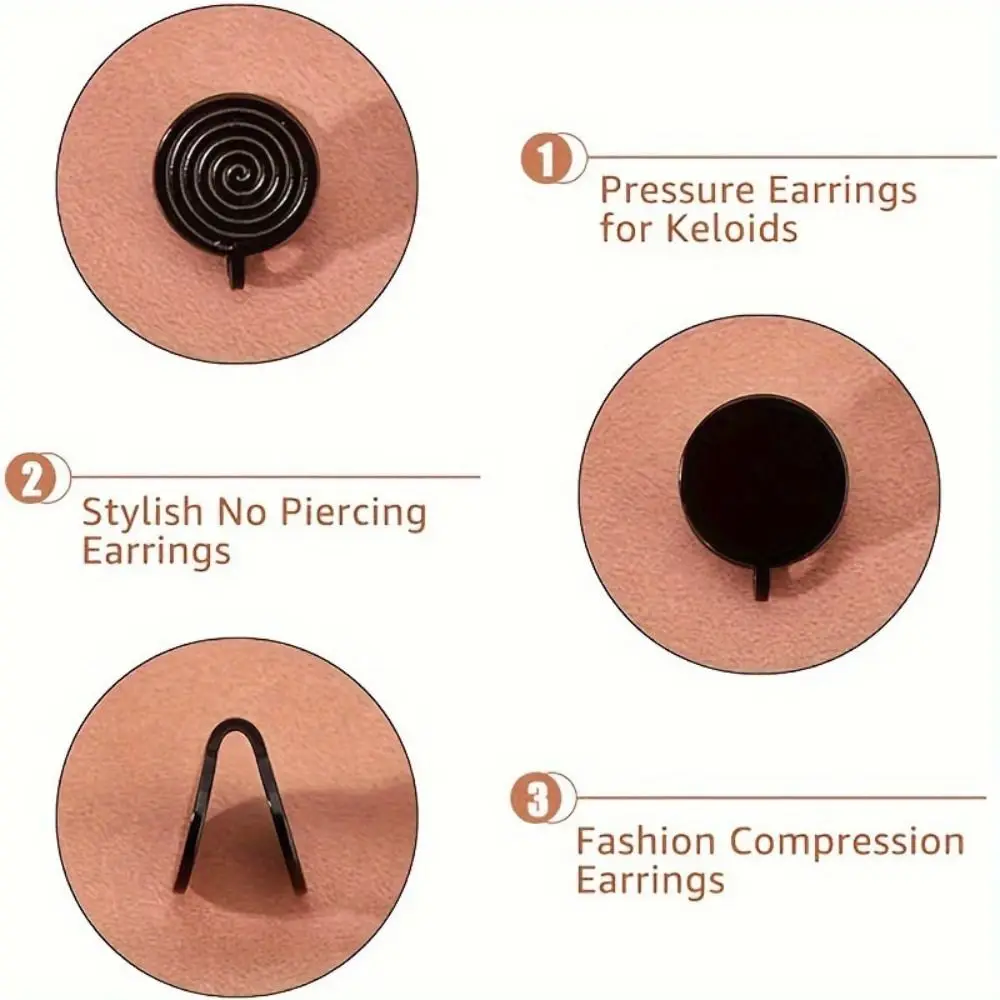 For Swelling Pressure Earrings Non Piercing Earrings Stainless Steel Keloid Pressure Black Color Gold Color Ear Clip Earrings Clip Earrings Ear Clip