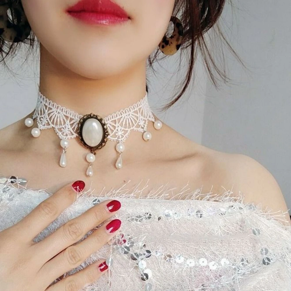 Collier Choker Gothique Noir En Dentelle - Style Baroque Victorien, Longueur Réglable, Neuf