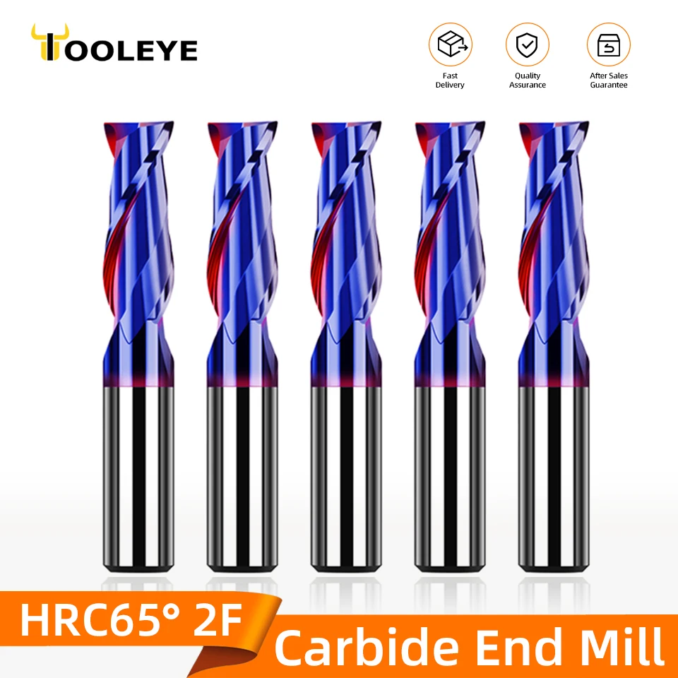 TooleyeHRC65CarbideEndMillShank2FlutesMillingCutterCutting