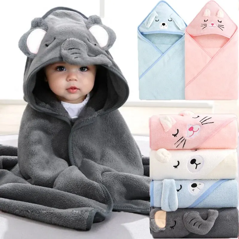 Coral Velvet Bathrobe 1 Pack Animal Baby Quick Absorbent Soft Cap Warm Many Scenes