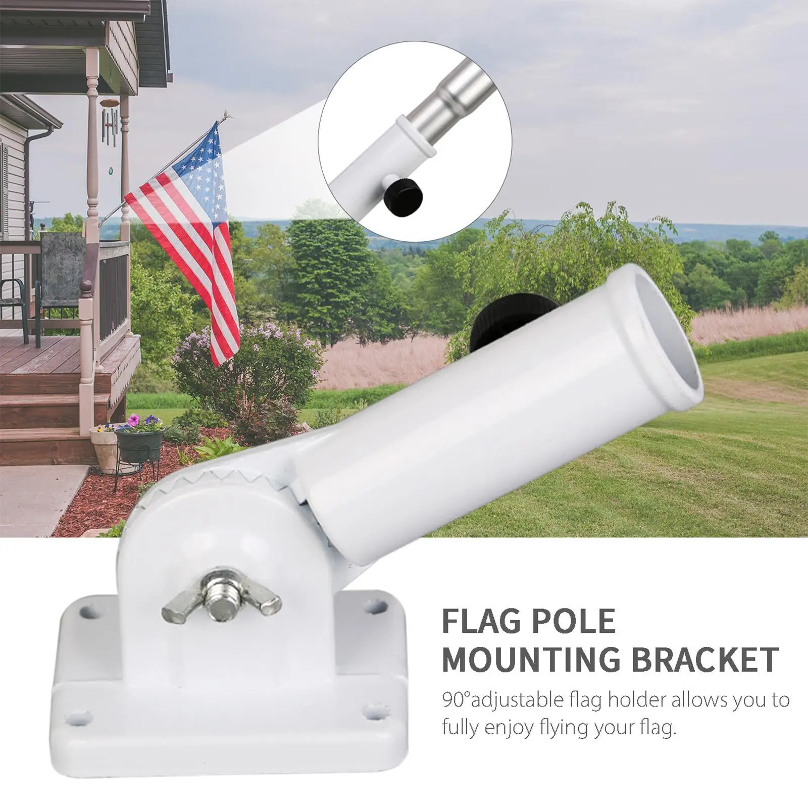 1 Inch Aluminum Alloy Wall Mount Flag Pole Bracket Display Flag in Pole Holder Base Stand Brackets