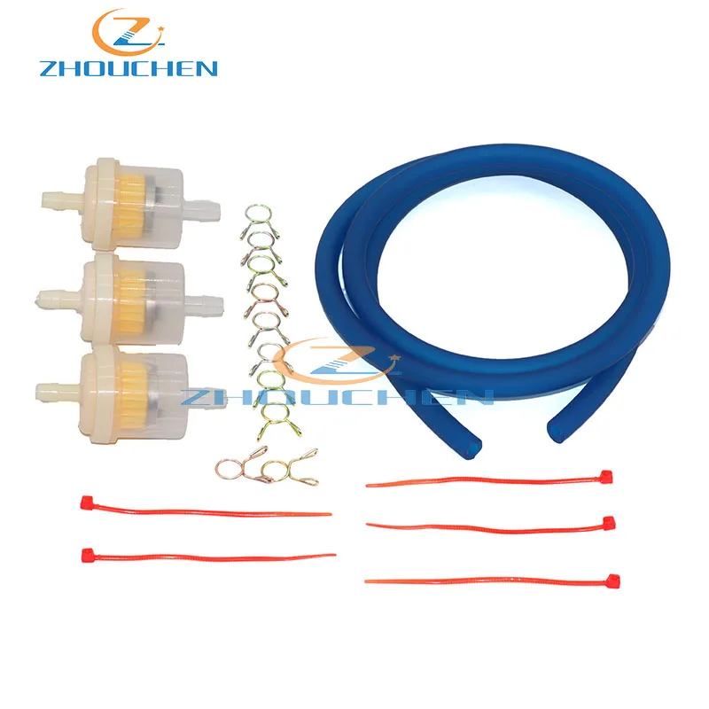 Colorful 4mm Fuel Pipe Hose with Filter Clamps Spring Clips for Motorcycle Universal D