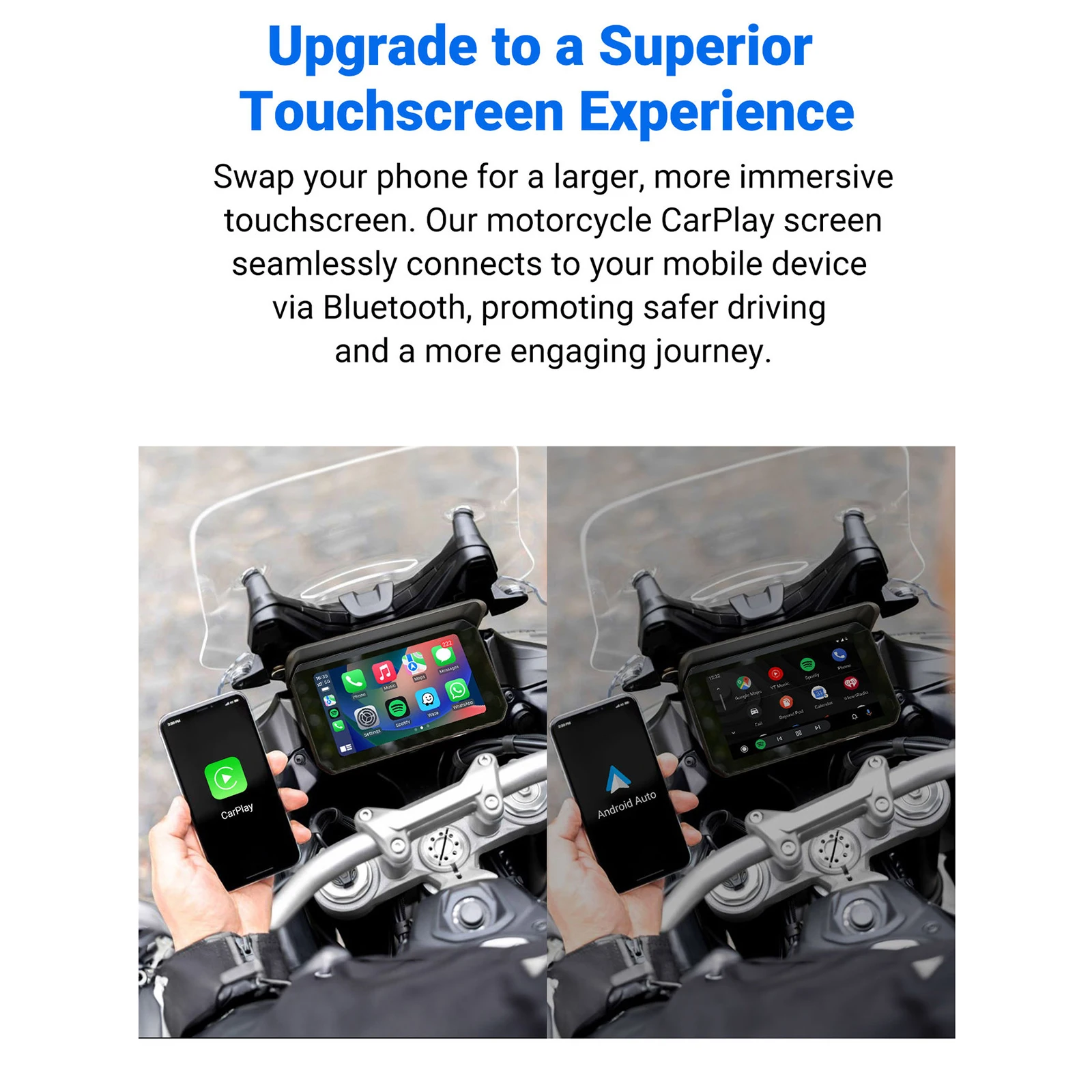 5 inch Motorcycle Navigator Touch Screen IP65 Waterproof Motorcycle CarPlay Wireless Apple CarPlay Android Auto Dual Bluetooth