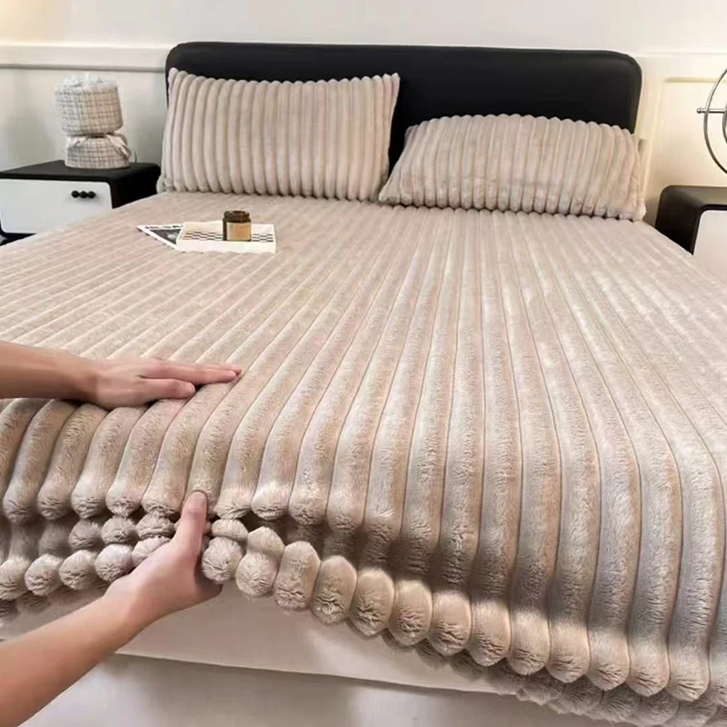 Thickened Keep Warm Autumn Winter Fitted Bed Sheet Set or Only 1 Pcs Fitted Sheets Queen Soft Thicken King Size Mattress Cover