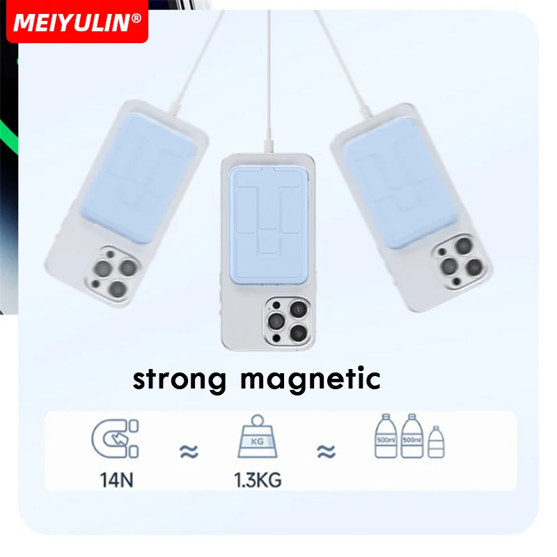 Wireless Magnetic Power Bank With Type-C Cable Portable Fast Charger Stand 10000mAh External Spare Battery For iPhone Xiaomi 4
