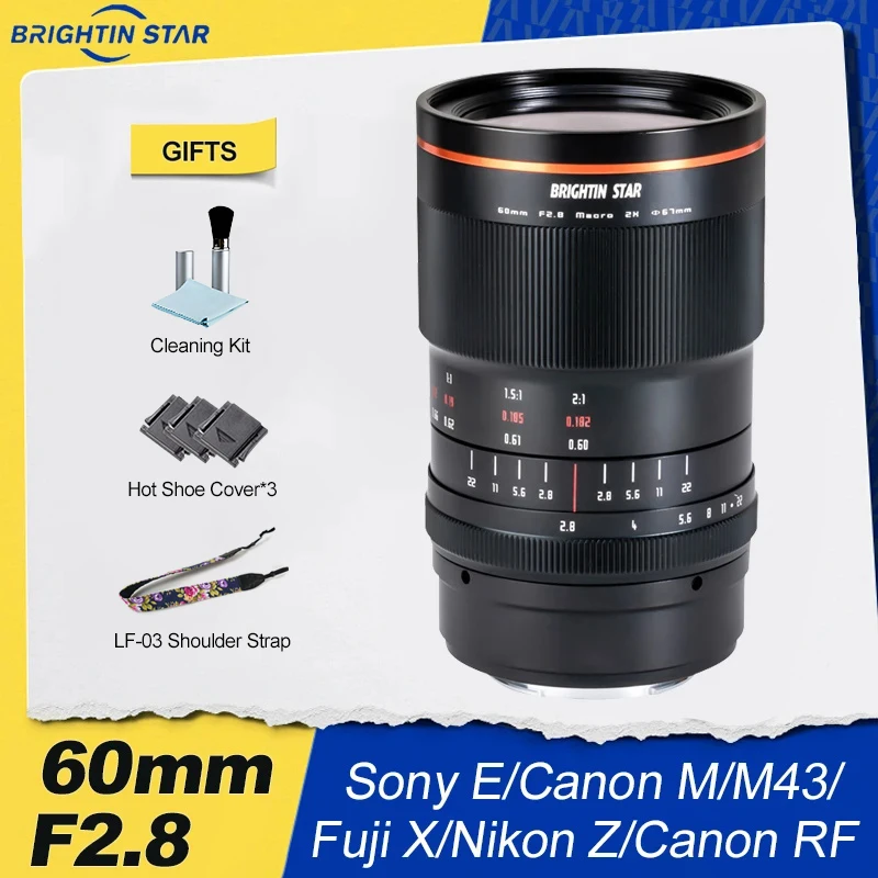 Brightin Star 60Mm F2.8 Mark Ii 2:1 Ingrandimento Super Macro Mirrorless Lens Per Sony E Fuji Xf Canon M Rf Nikon Z M43