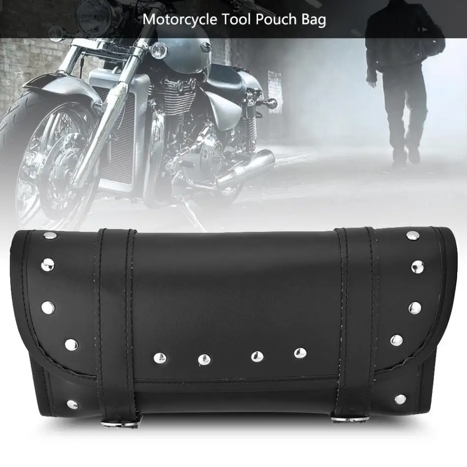 Motorcycle Handlebar Bags Black Pu Leather Motorcycle Motorbike Front