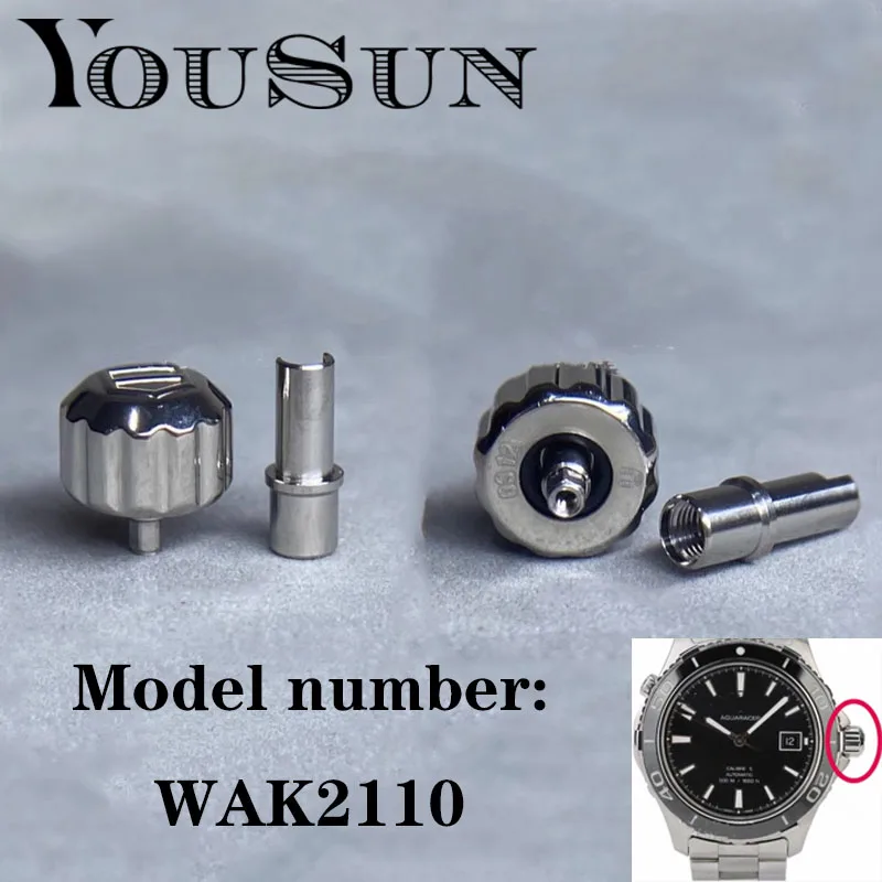 Per Tag Heuer Aquaracer Wak2110 Accessori Per Corona Del Tubo Della Maniglia Della Testa Dell'Orologio