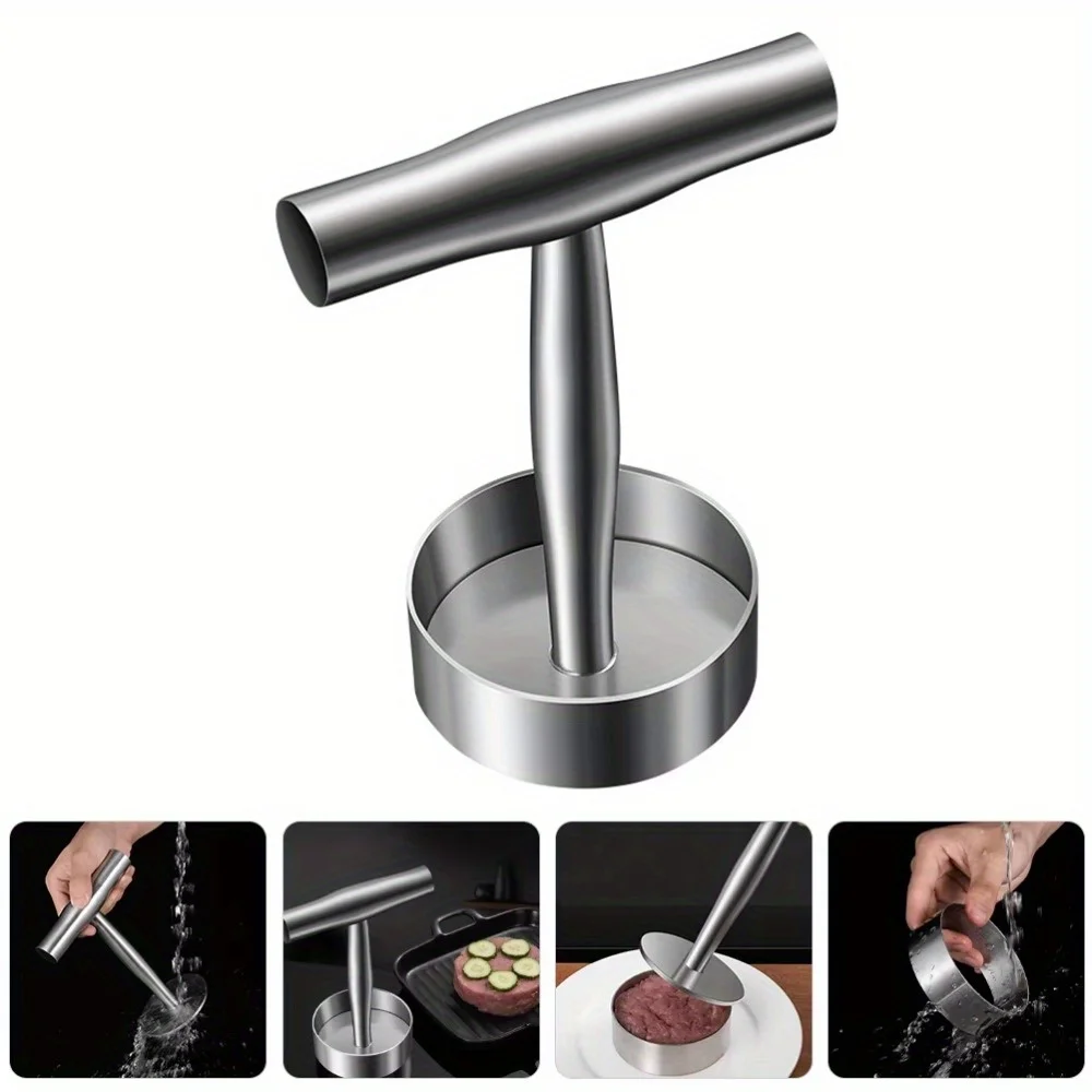 Burger Patty Press with Mold Rings-Manual Meat Press Grill Accessory for Home Use-1PC Heavy Duty Hamburger Patty Maker