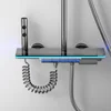 Grey Shower Set Bathroom Hot and Cold Mixer Shower Mixer LED Digital Ambient Light Bathtub Wall Mounted Shower System 2