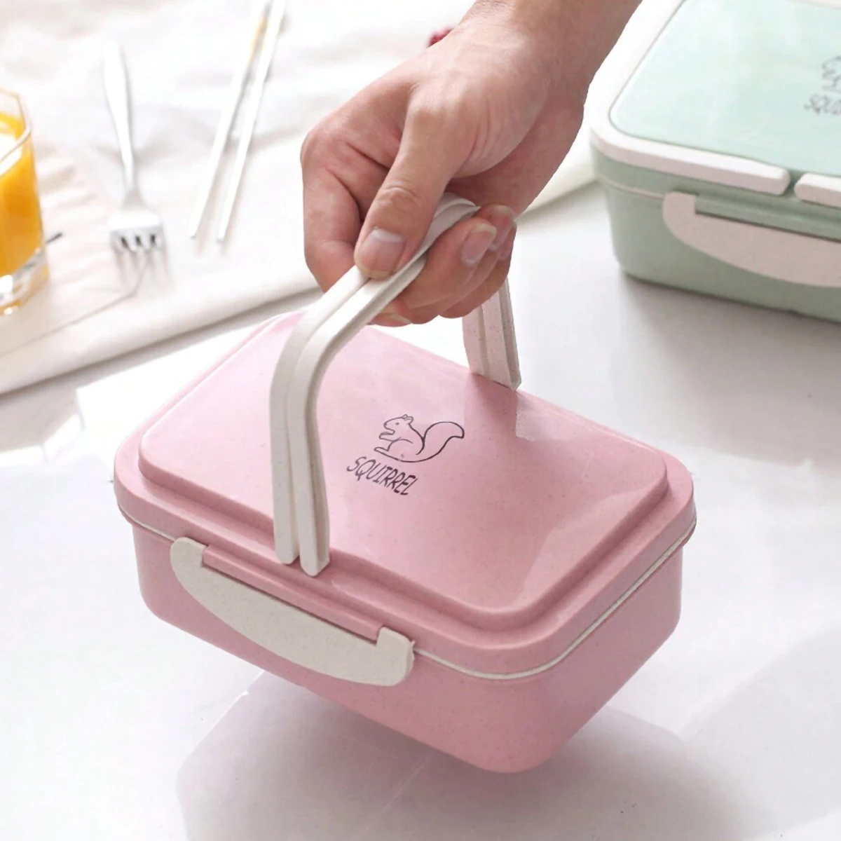 Microwave lunch box with wheat straw, plastic food container for food storage