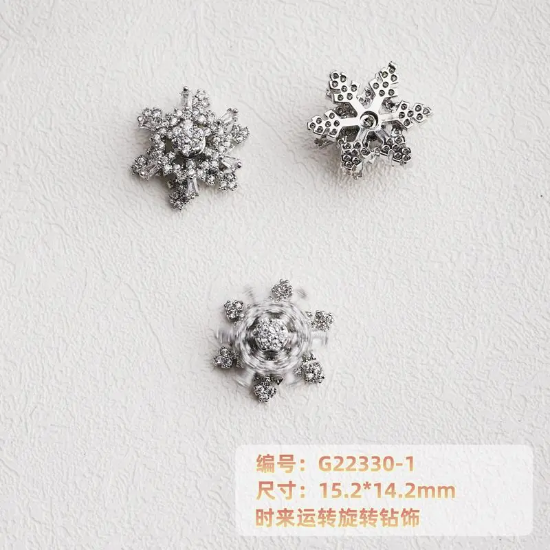 4 stücke drehbare Schneeflocke Zirkon Kristalle Metall legierung Strass Schmuck Nail Art Dekorationen Nägel Zubehör Charms Lieferungen – Detail 5
